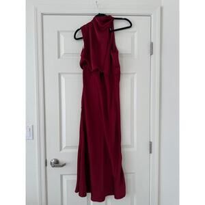 Lulus Wine Red Asymmetrical Satin Gown